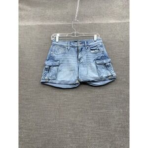 Edgely Original Relaxed Boyfriend Shorts Womens 2 Blue Denim Mid Rise Light Wash